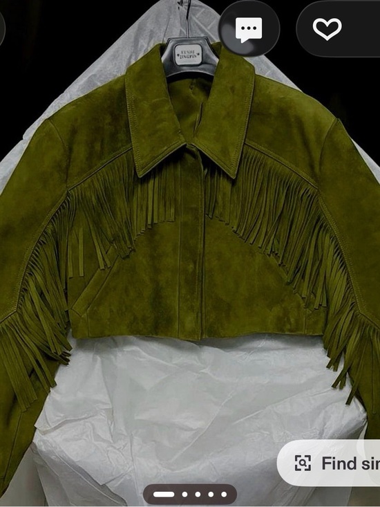 Jackets & Blazers - Suede Fringe Cropped Jacket in Olive Green
